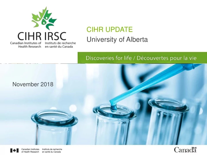 cihr update university of alberta
