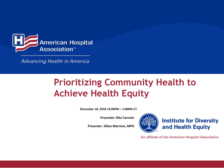 prioritizing community health to