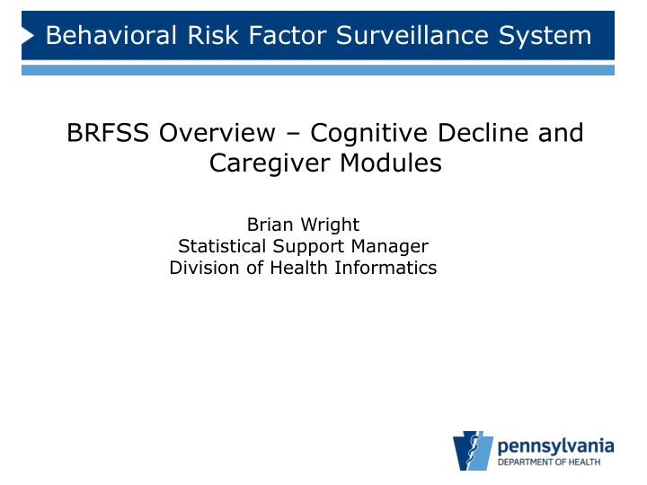 behavioral risk factor surveillance system brfss overview