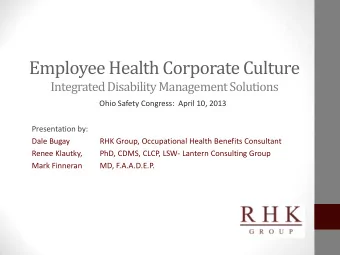 Employee Health Corporate Culture  Integrated Disability Management Solutions  Ohio Safety