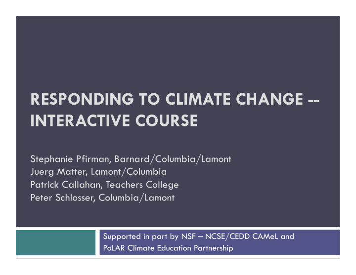 responding to climate change interactive course