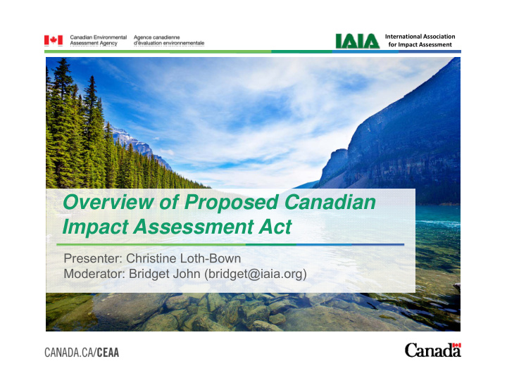 overview of proposed canadian impact assessment act