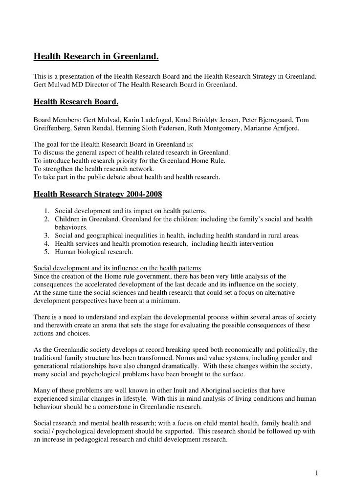health research in greenland
