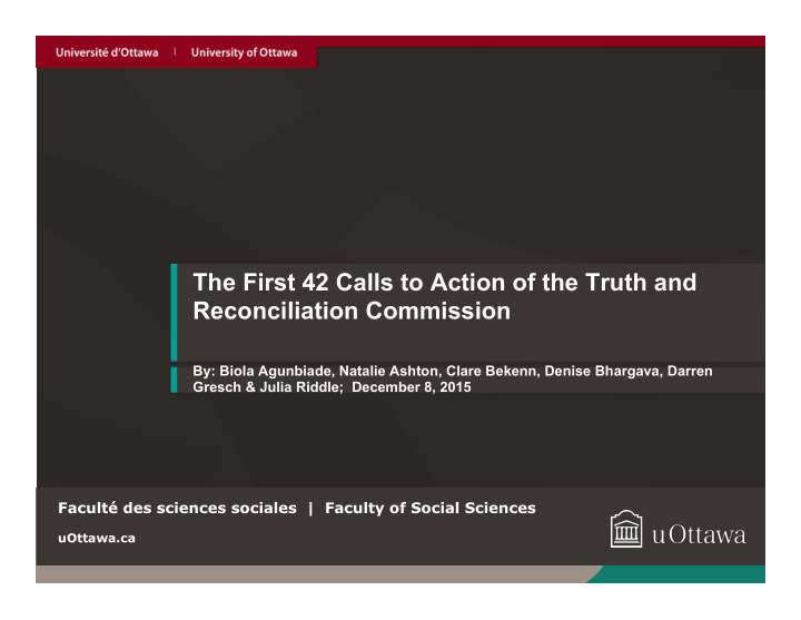 the first 42 calls to action of the truth and