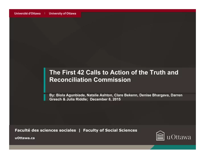 the first 42 calls to action of the truth and