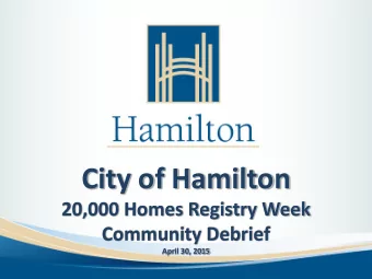 City of Hamilton  20,000 Homes Registry Week  Community Debrief  April 30, 2015  Hamilton Context