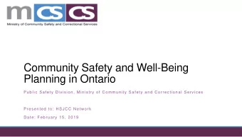 Planning in Ontario  Public Safety Division, Ministry of Community Safety and Correctional Services