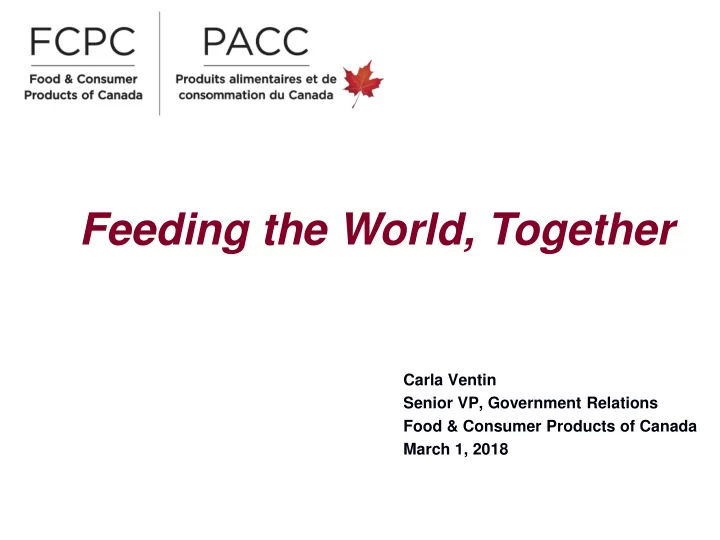 feeding the world together