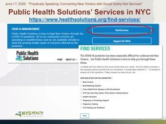 Public Health Solutions Services in NYC  https://www.healthsolutions.org/find-services/  1  June