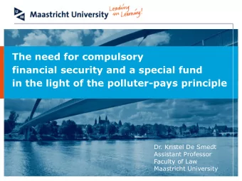 in the light of the polluter-pays principle  Dr. Kristel De Smedt  Assistant Professor  Faculty of