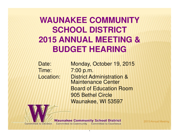 waunakee community school district 2015 annual meeting