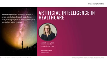 ARTIFICIAL INTELLIGENCE IN  Ar  Artificial Int  Intel  elligenc  ence  e (AI) AI): The ability of