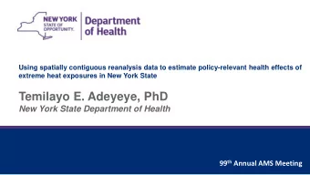 Temilayo E. Adeyeye, PhD  New York State Department of Health 99 th Annual AMS Meeting  January 23,