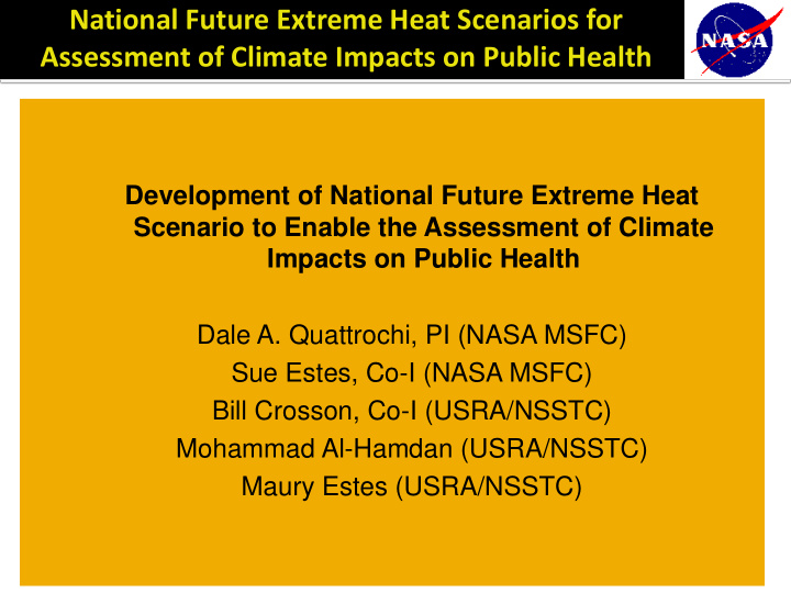 national future extreme heat scenarios for assessment of