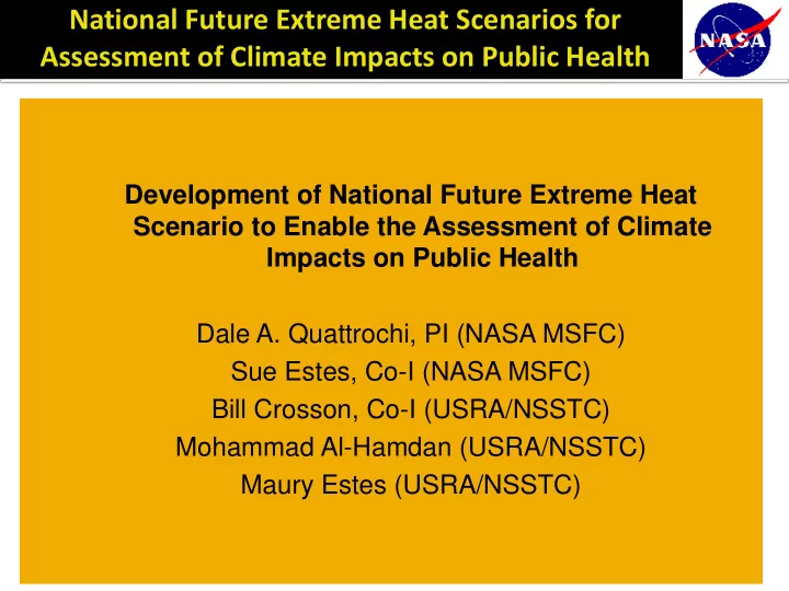 national future extreme heat scenarios for assessment of
