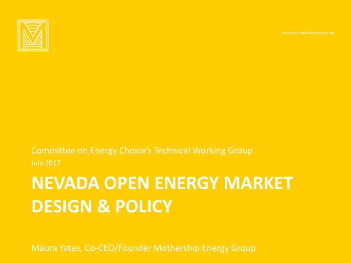 nevada open energy market design amp policy