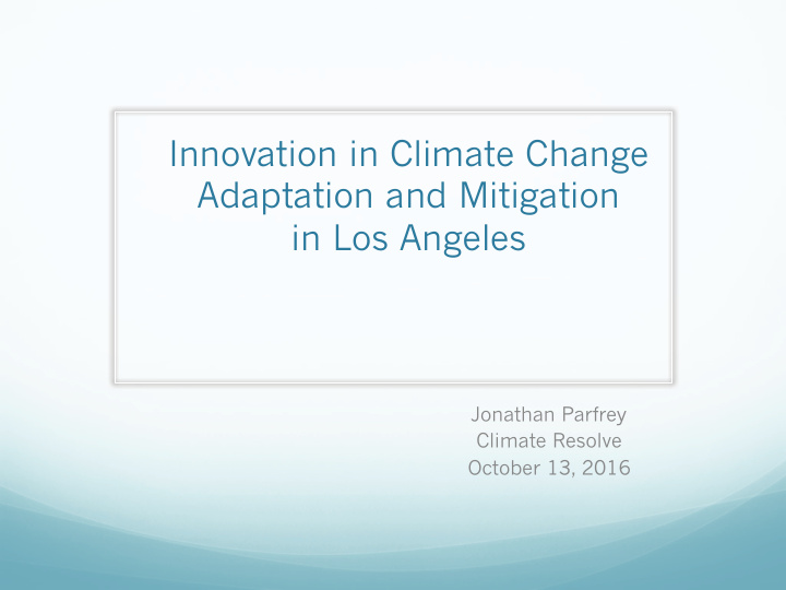 innovation in climate change adaptation and mitigation in