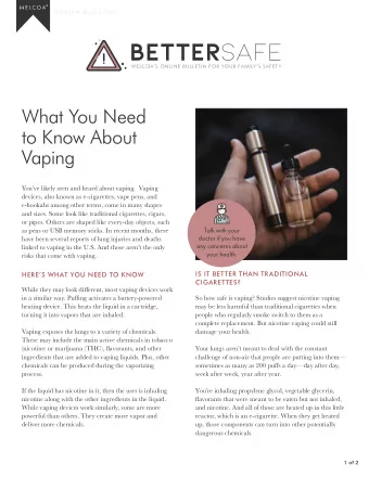 BETTER SAFE  WELCOAS ONLINE BULLETIN FOR YOUR FA MILYS SAFET Y  What You Need  to Know About