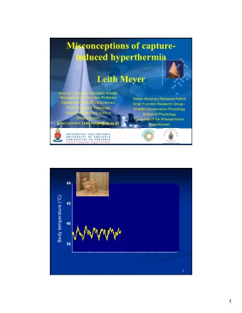 Misconceptions of capture-  induced hyperthermia  Leith Meyer  Director Centre for Veterinary