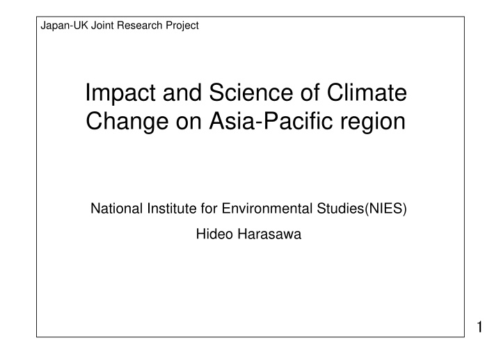 impact and science of climate change on asia pacific