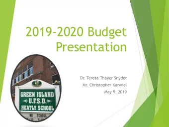 Presentation  Dr. Teresa Thayer Snyder  Mr. Christopher Karwiel  May 9, 2019  INTRODUCTION