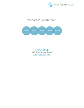 RSA Group  2016 Preliminary Results  23rd February 2017  1  RSA  Stephen Hester, Chief Executive