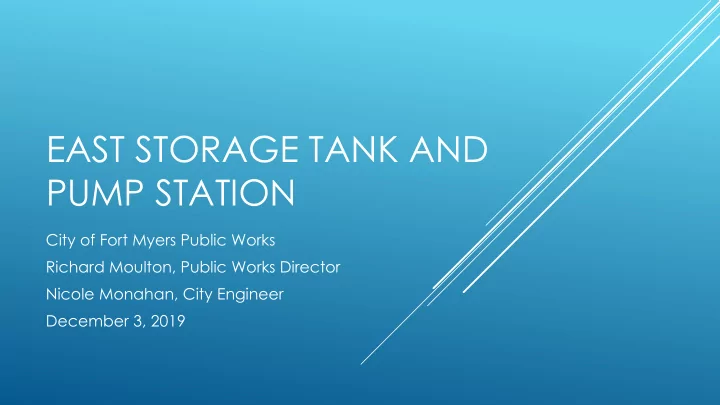 east storage tank and pump station