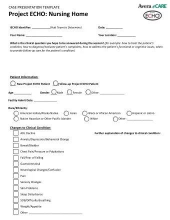Project ECHO: Nursing Home iECHO Identifier: ____________ (Hub Team to Determine)  Date: