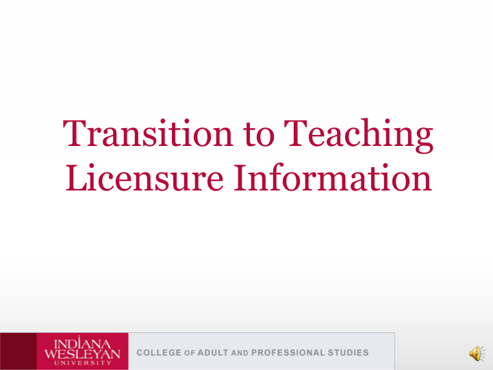 transition to teaching