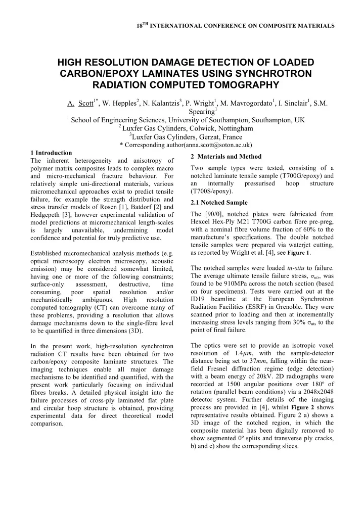 high resolution damage detection of loaded carbon epoxy