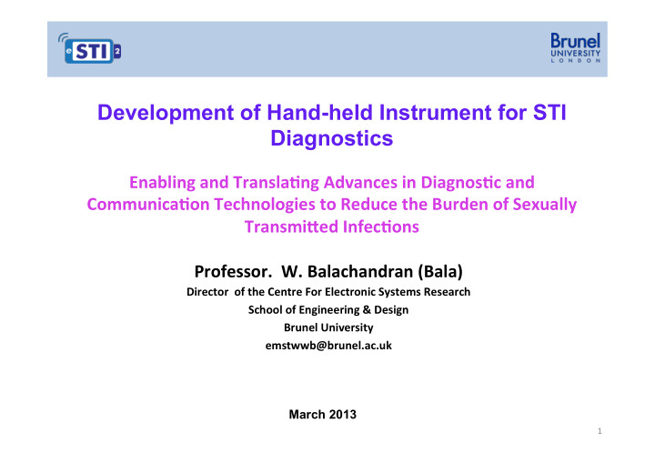 development of hand held instrument for sti diagnostics