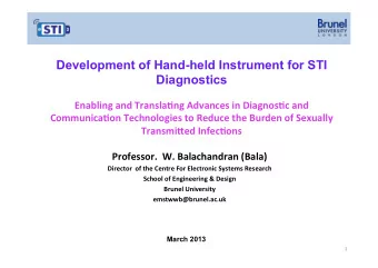 Development of Hand-held Instrument for STI  Diagnostics  Enabling  and  TranslaGng