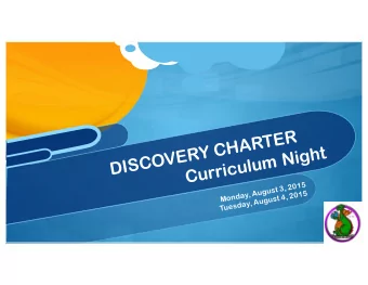 2015-2016 Vision for Discovery School  A year of CELEBRATION &amp; A year of REFLECTION!