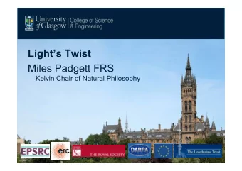 Lights Twist  Miles Padgett FRS  Kelvin Chair of Natural Philosophy  !  Light beams carry a