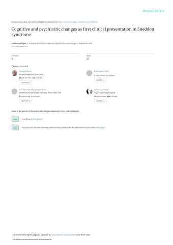 Cognitive and psychiatric changes as first clinical presentation in Sneddon  syndrome Conference