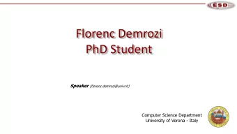 Florenc Demrozi  PhD Student Speaker (florenc.demrozi@univr.it)  Computer Science Department