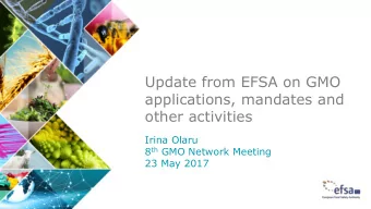 applications, mandates and  other activities  Irina Olaru 8 th GMO Network Meeting  23 May 2017