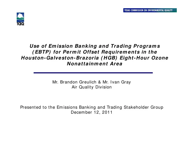 u use of em ission banking and trading program s f e i i