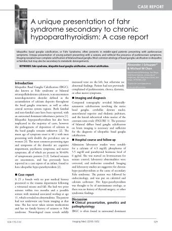 A unique presentation of fahr  syndrome secondary to chronic  hypoparathyroidism: A case report