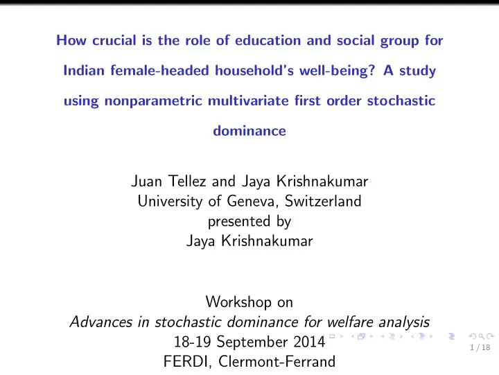 juan tellez and jaya krishnakumar university of geneva