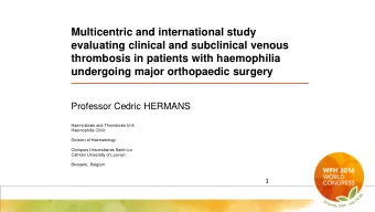 Multicentric and international study  evaluating clinical and subclinical venous  thrombosis in