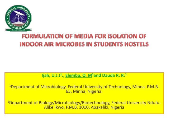 1 department of microbiology federal university of