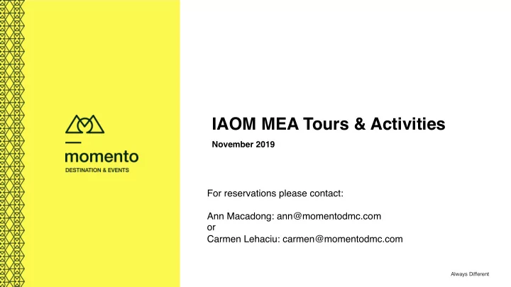 iaom mea tours amp activities