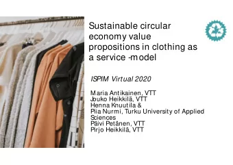 Sustainable circular  economy value  propositions in clothing as  a service -model  IS  PIM Virtual