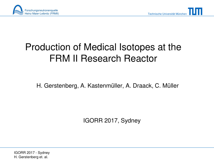 production of medical isotopes at the