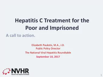 Poor and Imprisoned  A call to action.  Elizabeth Paukstis, M.A., J.D.  Public Policy Director  The