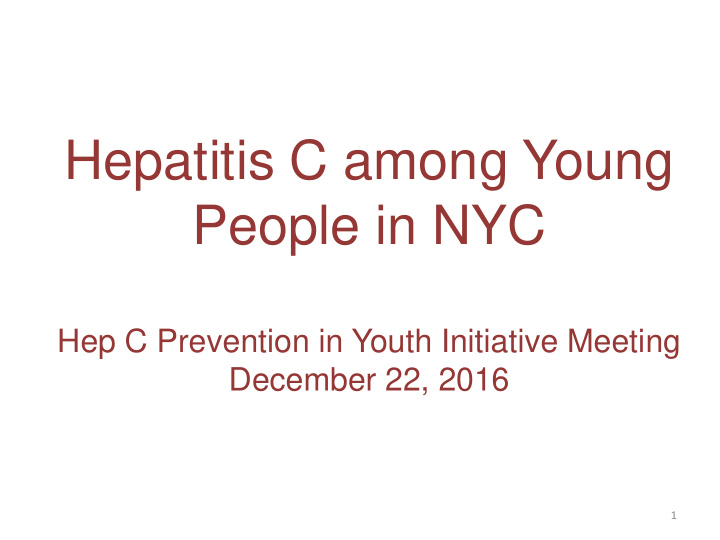 hepatitis c among young