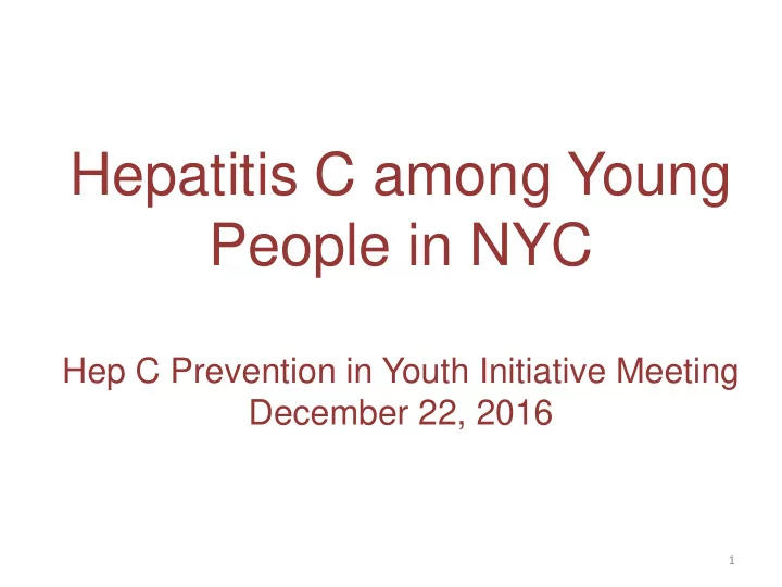 hepatitis c among young