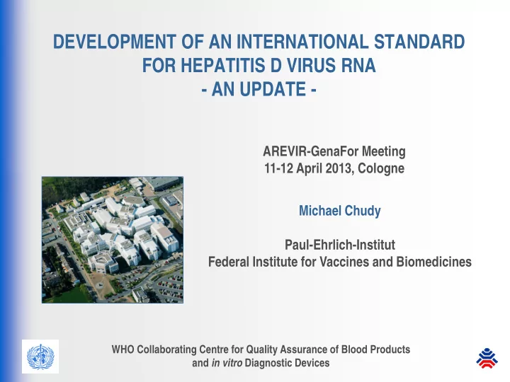 development of an international standard for hepatitis d