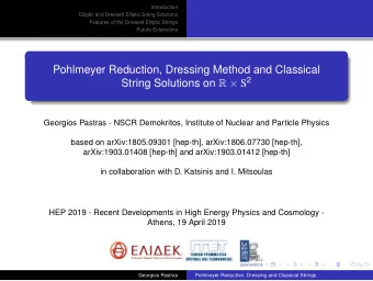 Pohlmeyer Reduction, Dressing Method and Classical String Solutions on R  S 2  Georgios Pastras -